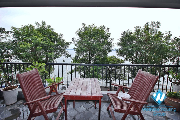 Lake view three bedrooms apartment for rent in Quang Khanh st, Tay Ho